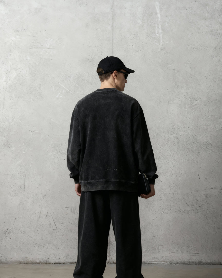 Strike Stack Logo Crewneck - Snow Washed