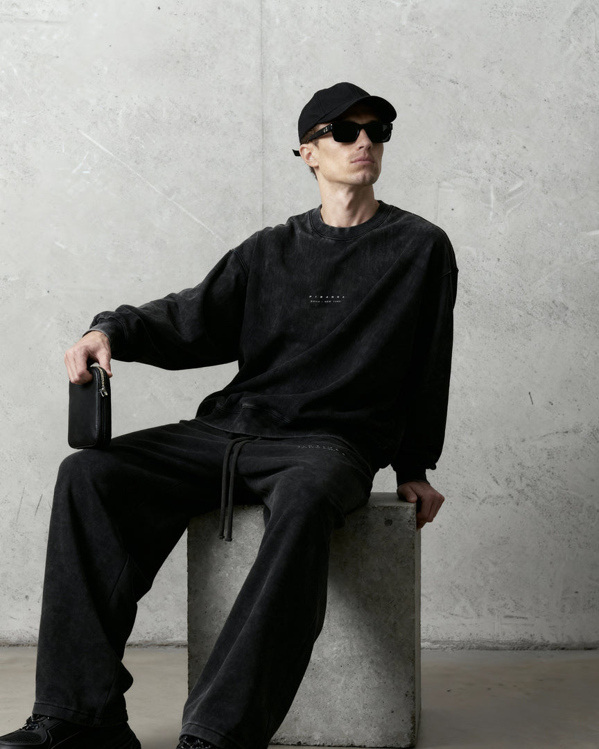 Strike Stack Logo Crewneck - Snow Washed